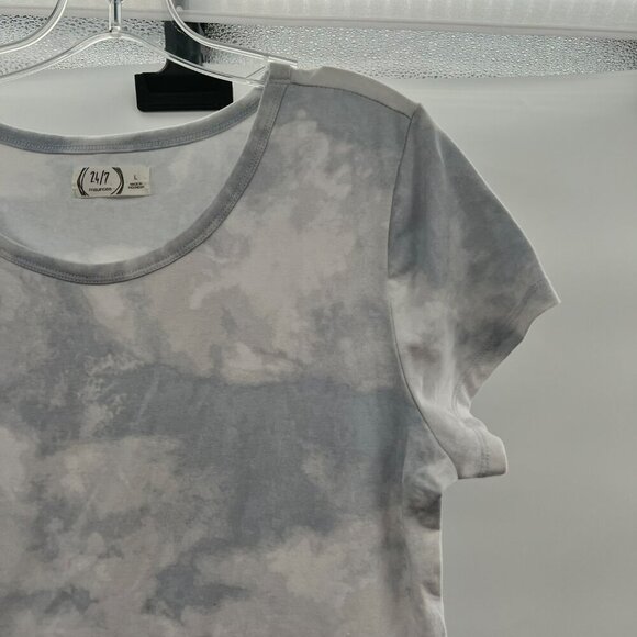 Maurices 24/7 Short Sleeve Tiered Babydoll Dress Light Blue/White Size Large - Picture 4 of 9